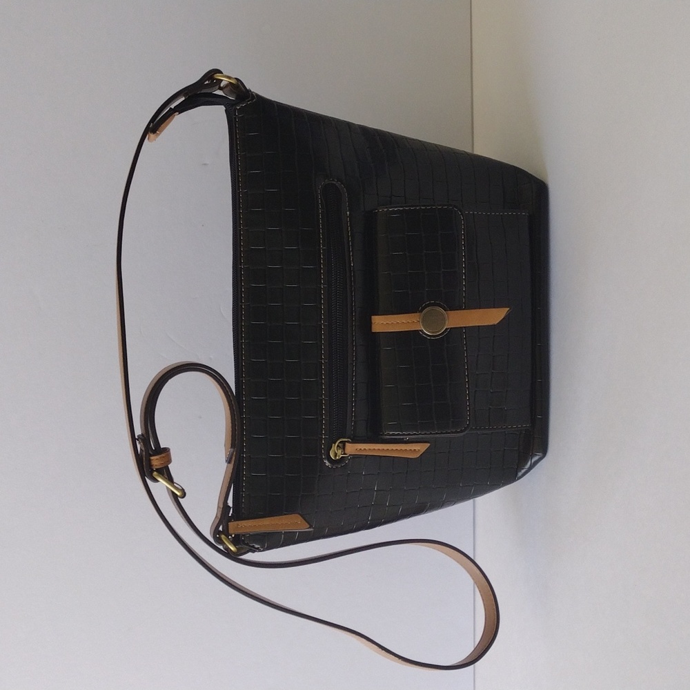 St. John's Bay Women's Newberry Bucket Black Crossbody Bag One Size